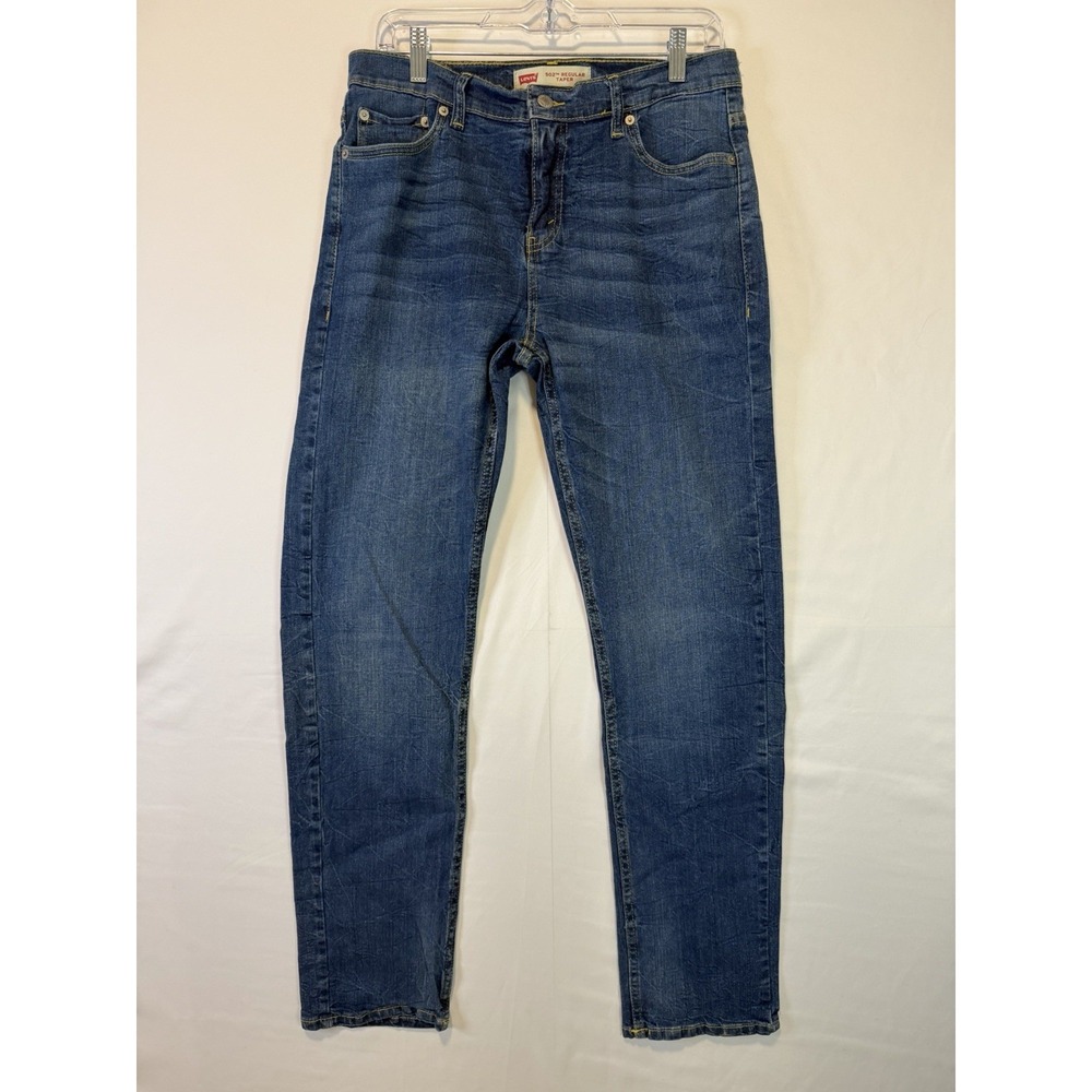 Levi's 502 Jeans Men's 30 x 32 Regular Fit Tapered Leg Blue Dark‎ Wash Denim Zip